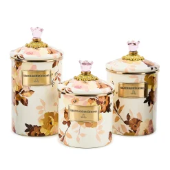 Wild Rose White Canisters, Set of 3
