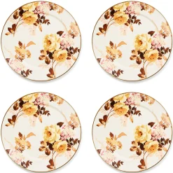 Wild Rose White Chargers, Set of 4