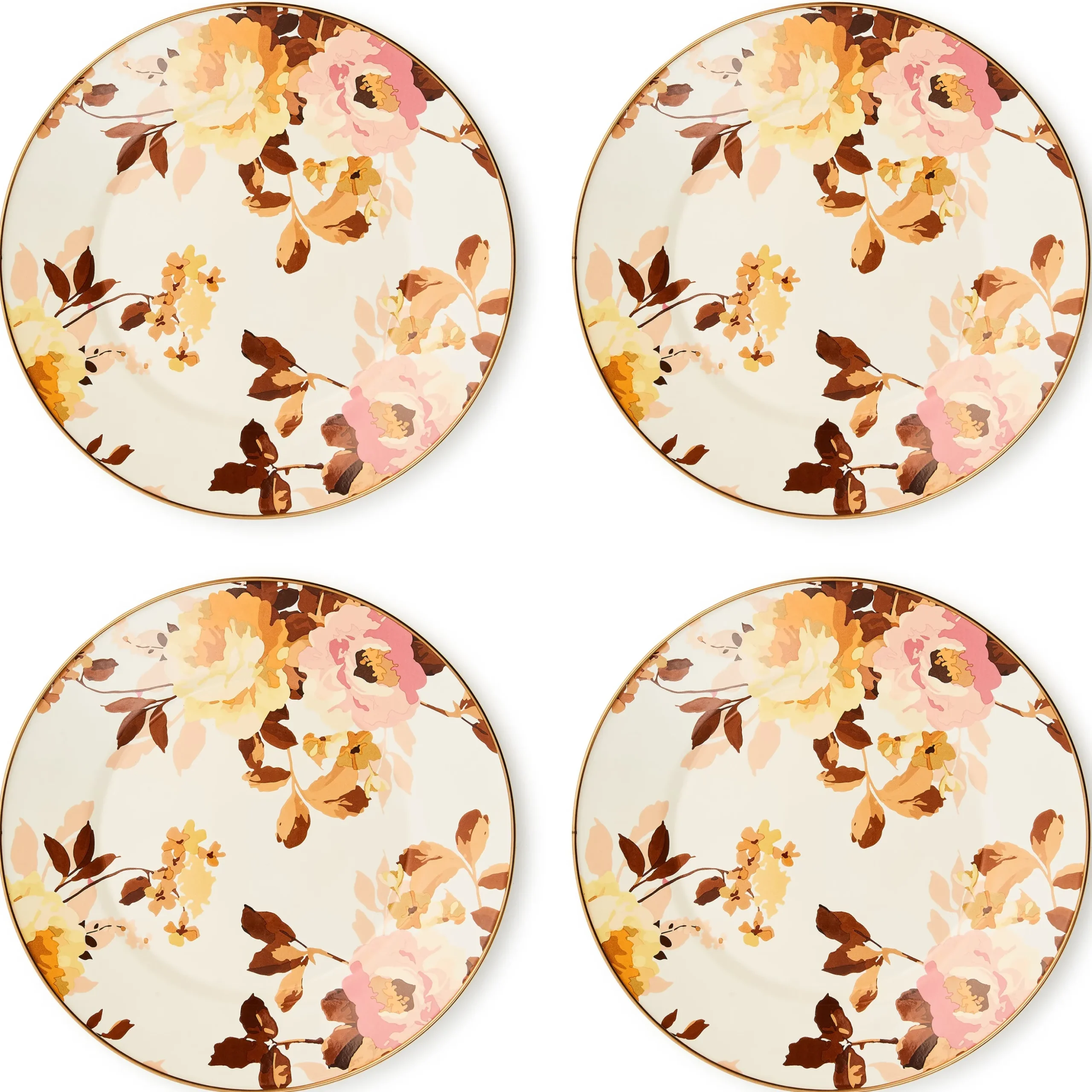 Wild Rose White Dinner Plate, Set of 4