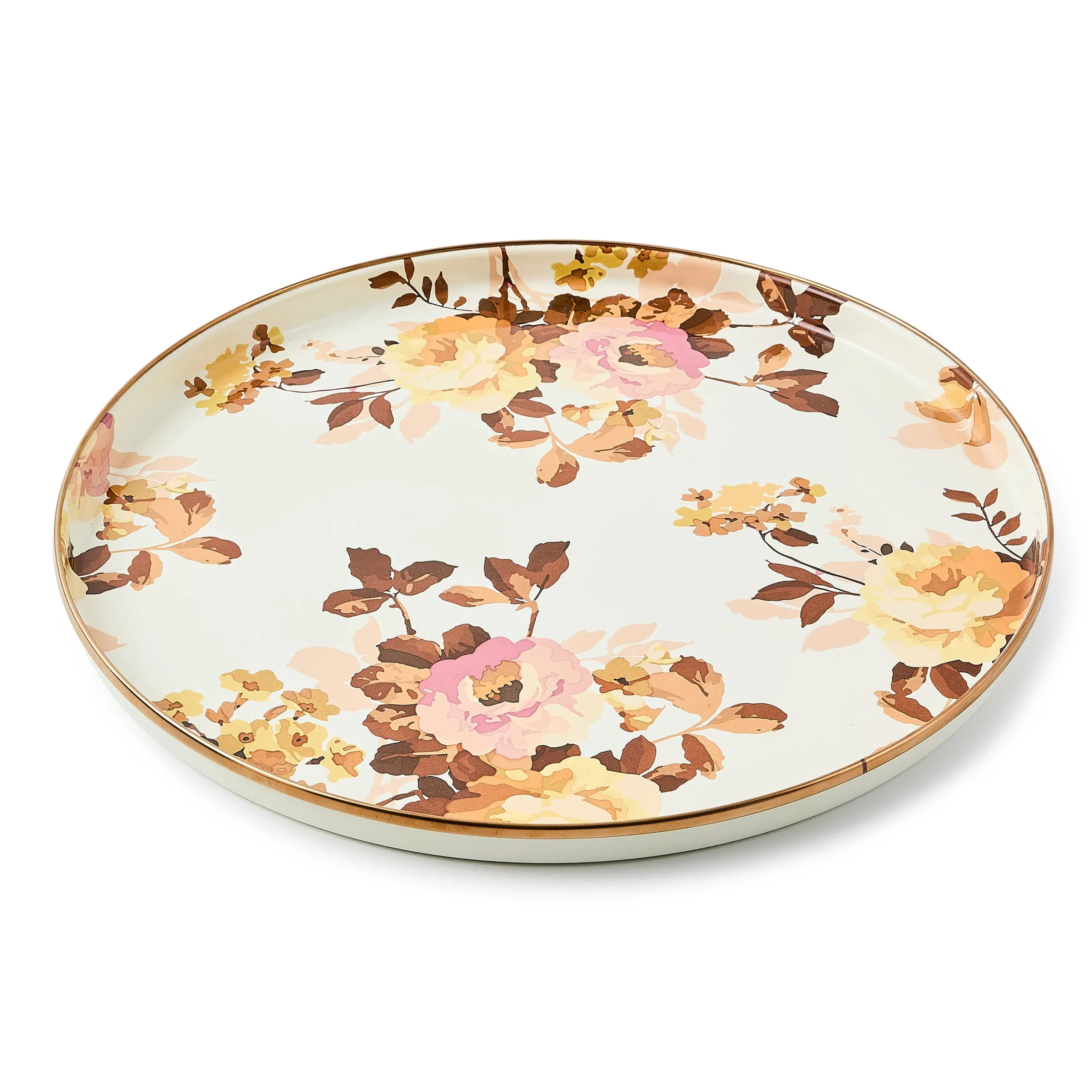 Wild Rose White Round Tray